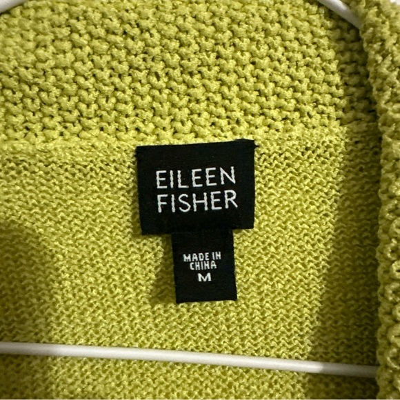 Eileen Fisher Cardigan (M) Green Open Knit Coastal Comfy Travel Casual Comfy - Picture 5 of 10